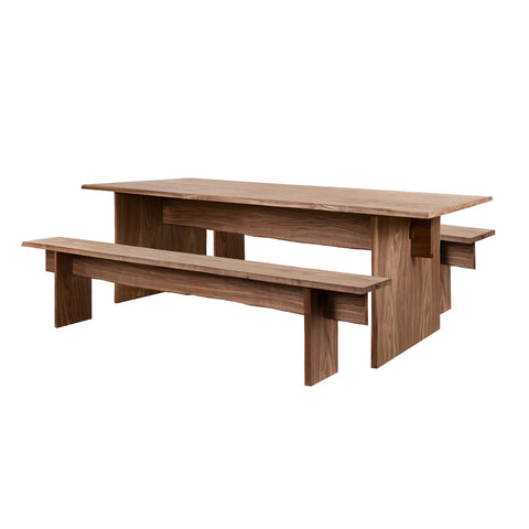 Bookmatch Table 220 cm + Bookmatch Benches (Set)