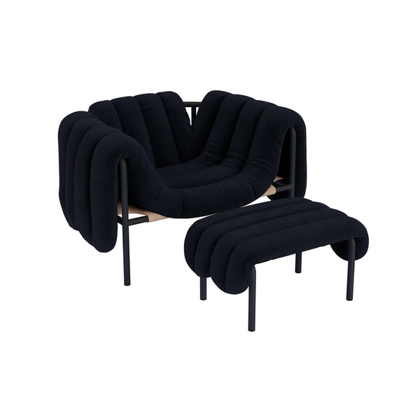 Puffy Lounge Chair + Ottoman Velluto Coex VL30 / Black Grey (UK)