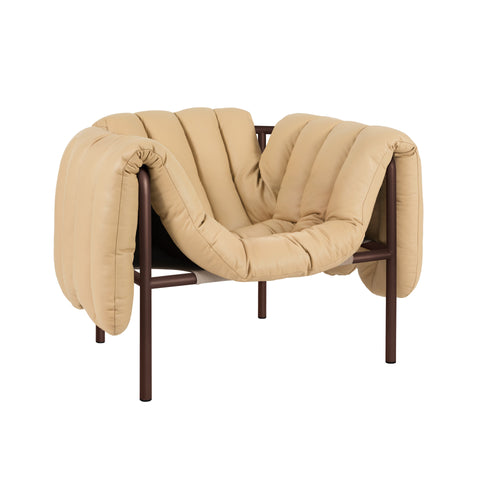 Puffy Lounge Chair Sand Leather / Chocolate Brown