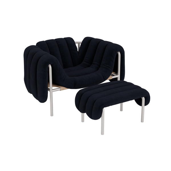 Puffy Lounge Chair + Ottoman Velluto Coex VL30 / Stainless (UK)