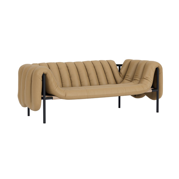 Puffy 2.5-seater Sofa Elmosoft Leather 03009 / Black Grey (UK)