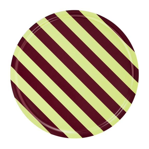 Stripe Tray Large Butter / Burgundy