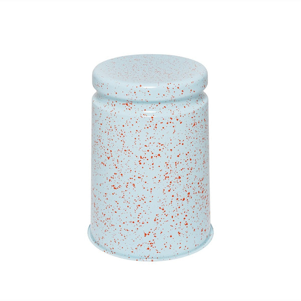 Last Stool Light Blue / Orange Red Splatter