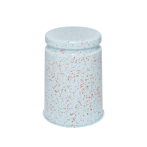 Last Stool Light Blue / Orange Red Splatter