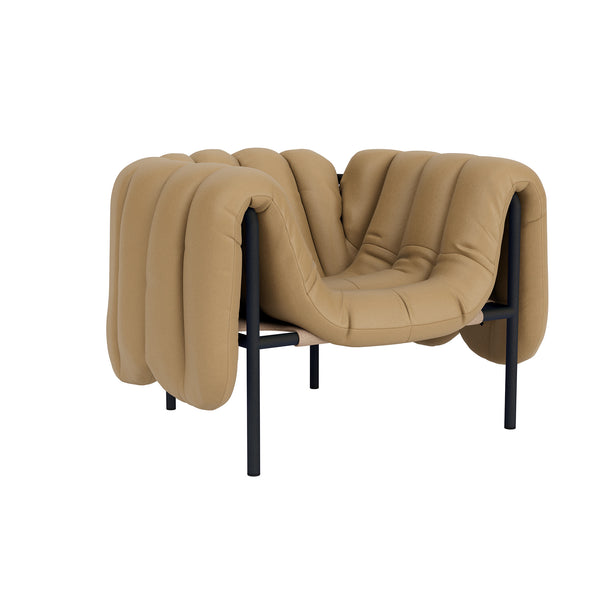 Puffy Lounge Chair Elmosoft Leather 03009 / Black Grey (UK)