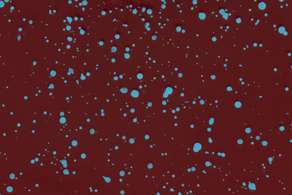 Enameled Steel, Burgundy / Sky Blue Splatter