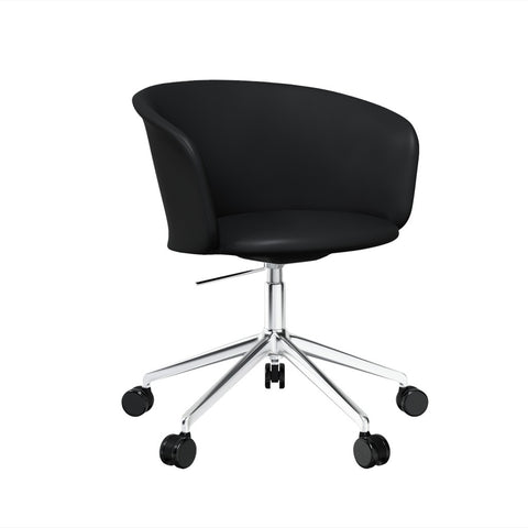 Kendo Swivel Chair 5-star Castors Black Leather / Polished