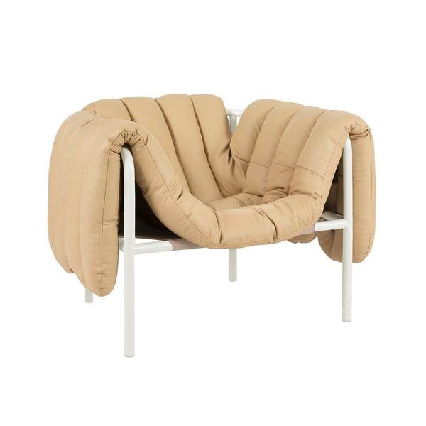 Puffy Lounge Chair Sand Leather / Cream