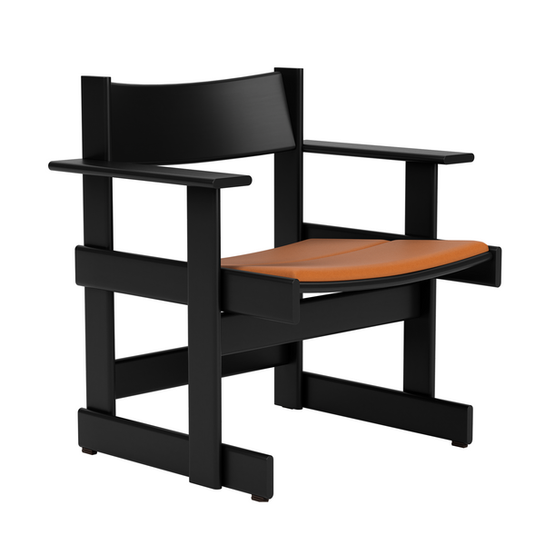 Bullnose Lounge Chair Black / Elmosoft Leather 54035 Seat Pad (UK)
