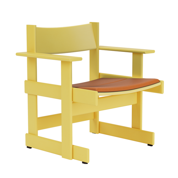 Bullnose Lounge Chair Yellow / Elmosoft Leather 54035 Seat Pad (UK)