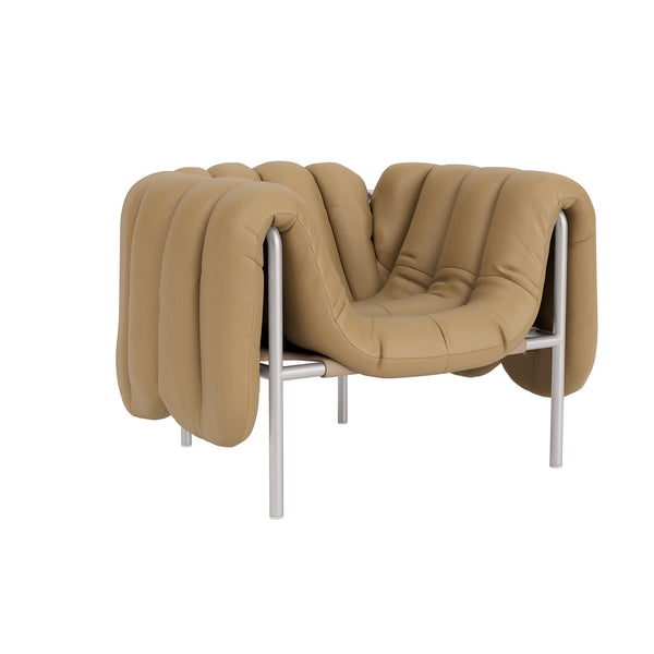Puffy Lounge Chair Elmosoft Leather 03009 / Stainless (UK)