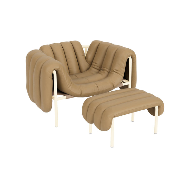 Puffy Lounge Chair + Ottoman Elmosoft Leather 03009 / Cream (UK)