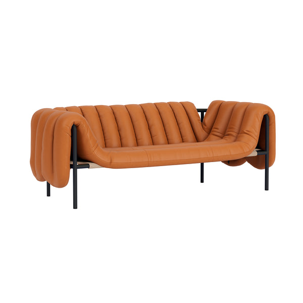 Puffy 2.5-seater Sofa Elmosoft Leather 54035 / Black Grey (UK)