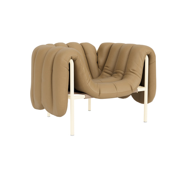 Puffy Lounge Chair Elmosoft Leather 03009 / Cream
