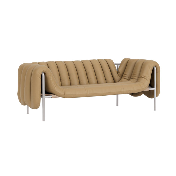 Puffy 2.5-seater Sofa Elmosoft Leather 03009 / Stainless