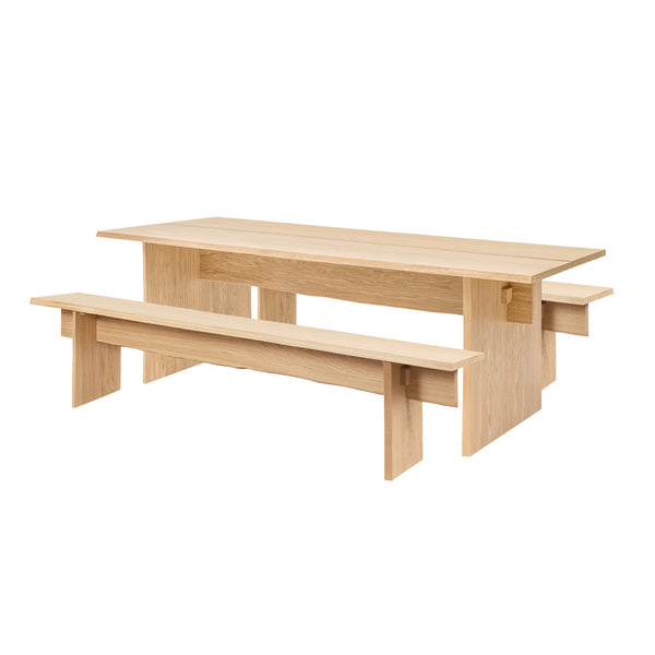 Bookmatch Table 220 cm / 86.6 in + Benches Oak