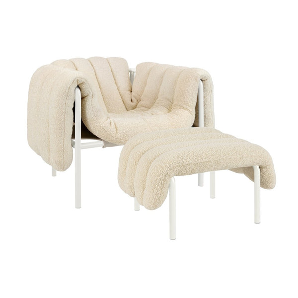 Puffy Lounge Chair + Ottoman Eggshell / Cream