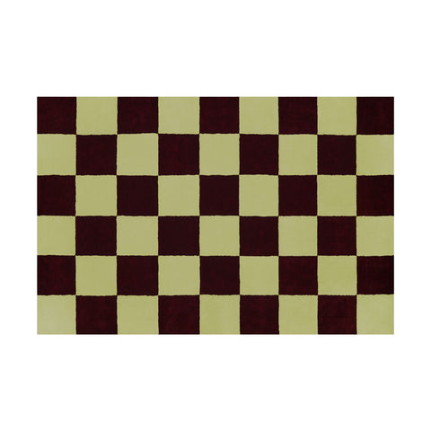 Pattern Rug Large Burgundy / Pale Lime Check