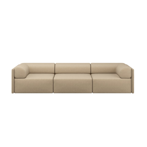 Palo Block 3-seater Sofa Low Back with Armrests Beige