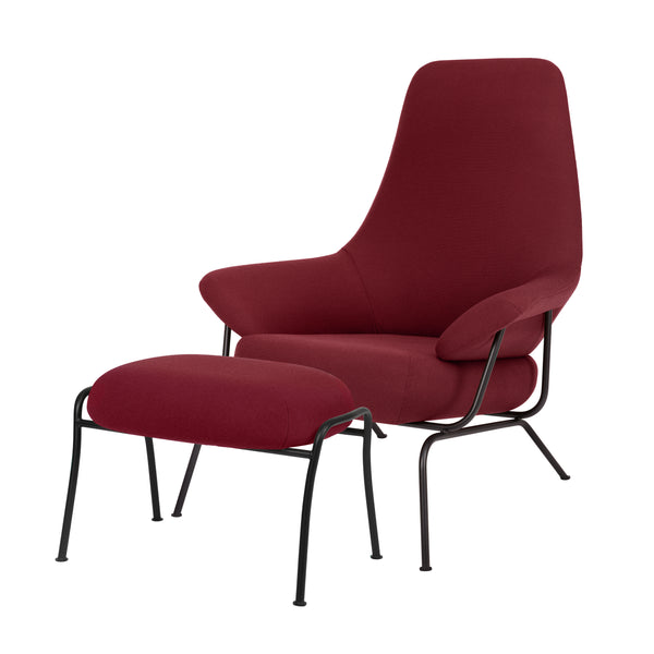 Hai Lounge Chair + Ottoman Burgundy